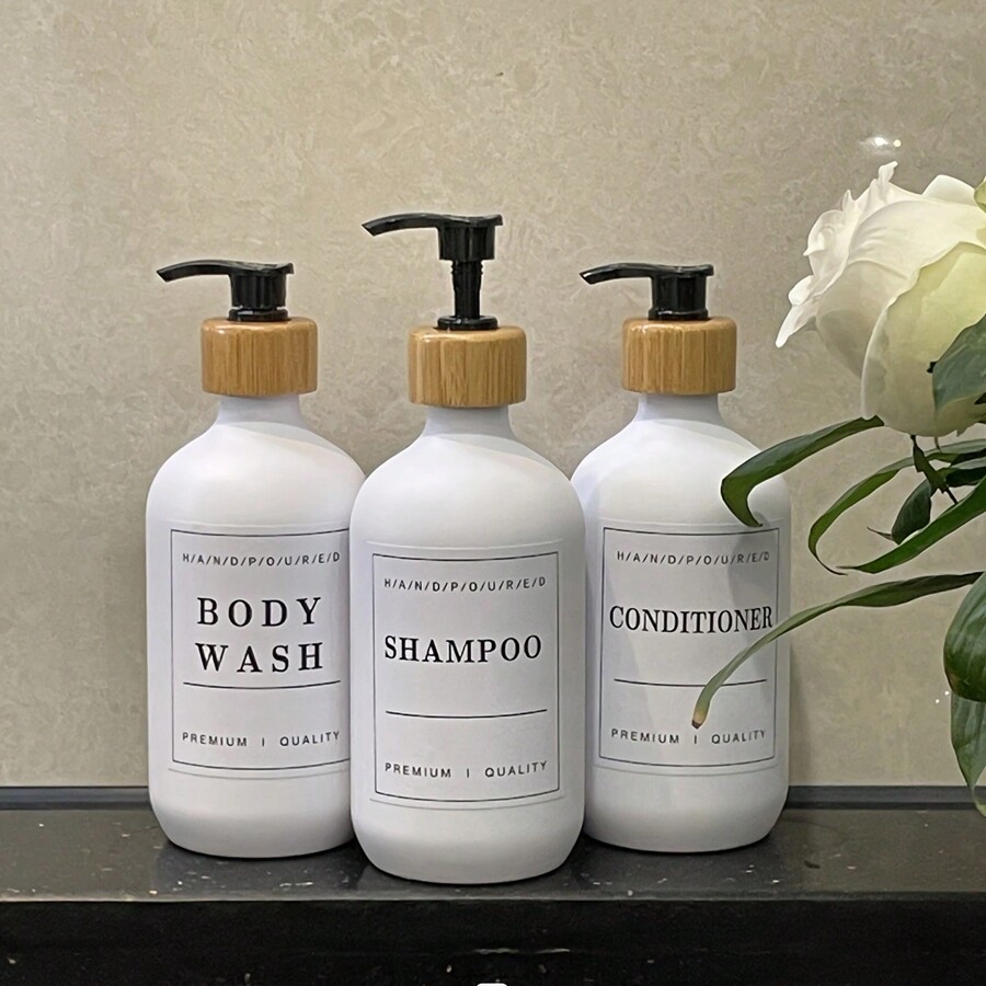 3pcs 500ml Refillable Dispenser Bottles, Bathroom Shampoo Conditioner