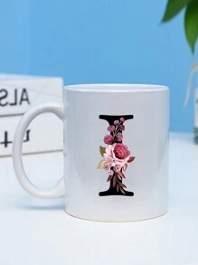 1pc Large Capacity Heat Transfer Printing Ceramic Mug, Creative Gift Coffee Cup Back To School - White - View 5