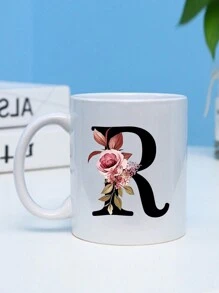 1pc Large Capacity Heat Transfer Printing Ceramic Mug, Creative Gift Coffee Cup Back To School - White - View 4