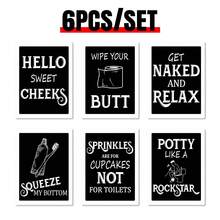 Bathroom-Themed 6-Canvas Art Set: Vintage Design, Funny Quotes & Sayings, Perfect Gift For Home Decor In Living Room, Kitchen & More Art Wall - Multicolor - View 6