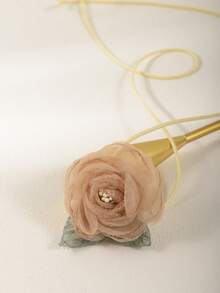 1條甜美女孩紫色網眼布花緞帶長項鍊 - 紫色 - 查看 9