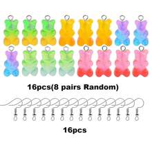 32入組可愛的樹脂漸變色熊形diy珠寶製作配件,適用於耳環、項鍊、腳鍊、手工藝品 - 彩色 - 查看 5