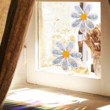 Película de vidrio esmerilado con estampado floral de margaritas para decoración con luz solar, adhesivo estático autoadhesivo para ventanas y vitrinas, pegatinas, vinilos decorativos para decoración del hogar, artículos de decoración primaveral para refrescar su hogar, pegatinas de decoración de festivales, regalos de cumpleaños y graduación