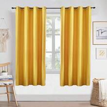 Hiện đại Vàng Rèm cửa Đối với Phòng khách Phòng ngủ Bắc Âu Màu thuần Cửa sổ Nhà  Đồ trang trí - Màu vàng - Xem 3
