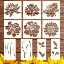 Large Flower Stencils, 10pcs Reusable Flower Stencils For Painting On Wood, Sunflower Peony Flower Stencils For Painting On Wood Garden Fence Wall Decor, Flower Templates For Painting - White - View 4