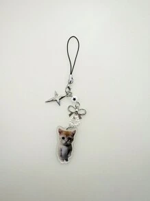 1pc Couples & Friend Phone Lanyard Food Cat Pattern Matching Phone Strap, Y2k Beaded Phone Charm - Multicolor - View 3