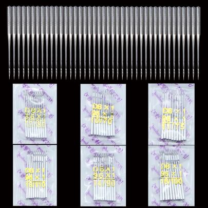 60pcs ( 1 bộ ) Công nghiệp Máy may Kim , phổ cập Giường đơn Kim tiêm Máy may Kim , Kích thước , 75/11 , 80/12 , 90/14 , 100/16 , 110/18 , Đối với Gầy Và Dày Chất vải Như , Chiffon , Nylon , Sợi tổng hợp Nguyên vật liệu