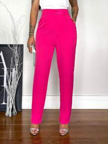 Women Suit Pants - 玫紅色 - 查看 4