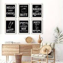 Bathroom-Themed 6-Canvas Art Set: Vintage Design, Funny Quotes & Sayings, Perfect Gift For Home Decor In Living Room, Kitchen & More Art Wall - Multicolor - View 8
