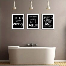 Bathroom-Themed 6-Canvas Art Set: Vintage Design, Funny Quotes & Sayings, Perfect Gift For Home Decor In Living Room, Kitchen & More Art Wall - Multicolor - View 4