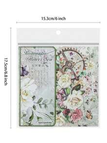 50入組浪漫花海主題紙張套裝,適用於花卉主題日誌、diy禮品包裝 - 彩色 - 查看 2