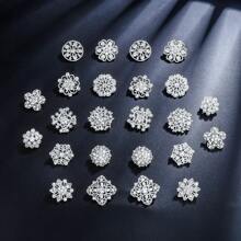 24pcs/Set Mini Rhinestone Decor Alloy Brooch Pins, Suitable For Daily Wear, Fixing Clothes Collar And Preventing Exposure - Set Brooch - View 4