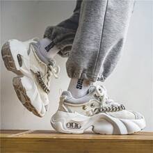 2024年新潮流厚底厚實運動鞋，設計師元素，時尚增高男鞋 - 灰白色 - 查看 5