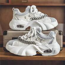 2024年新潮流厚底厚實運動鞋，設計師元素，時尚增高男鞋 - 灰白色 - 查看 1