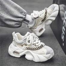 2024年新潮流厚底厚實運動鞋，設計師元素，時尚增高男鞋 - 灰白色 - 查看 4