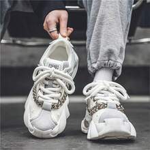 2024年新潮流厚底厚實運動鞋，設計師元素，時尚增高男鞋 - 灰白色 - 查看 3