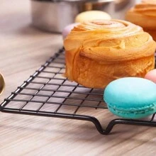 1 pieza Rejilla de secado antiadherente negra, herramientas de cocina para hornear, rejilla de enfriamiento de pan, galletas, rejilla de enfriamiento de alimentos - Negro - Ver 6