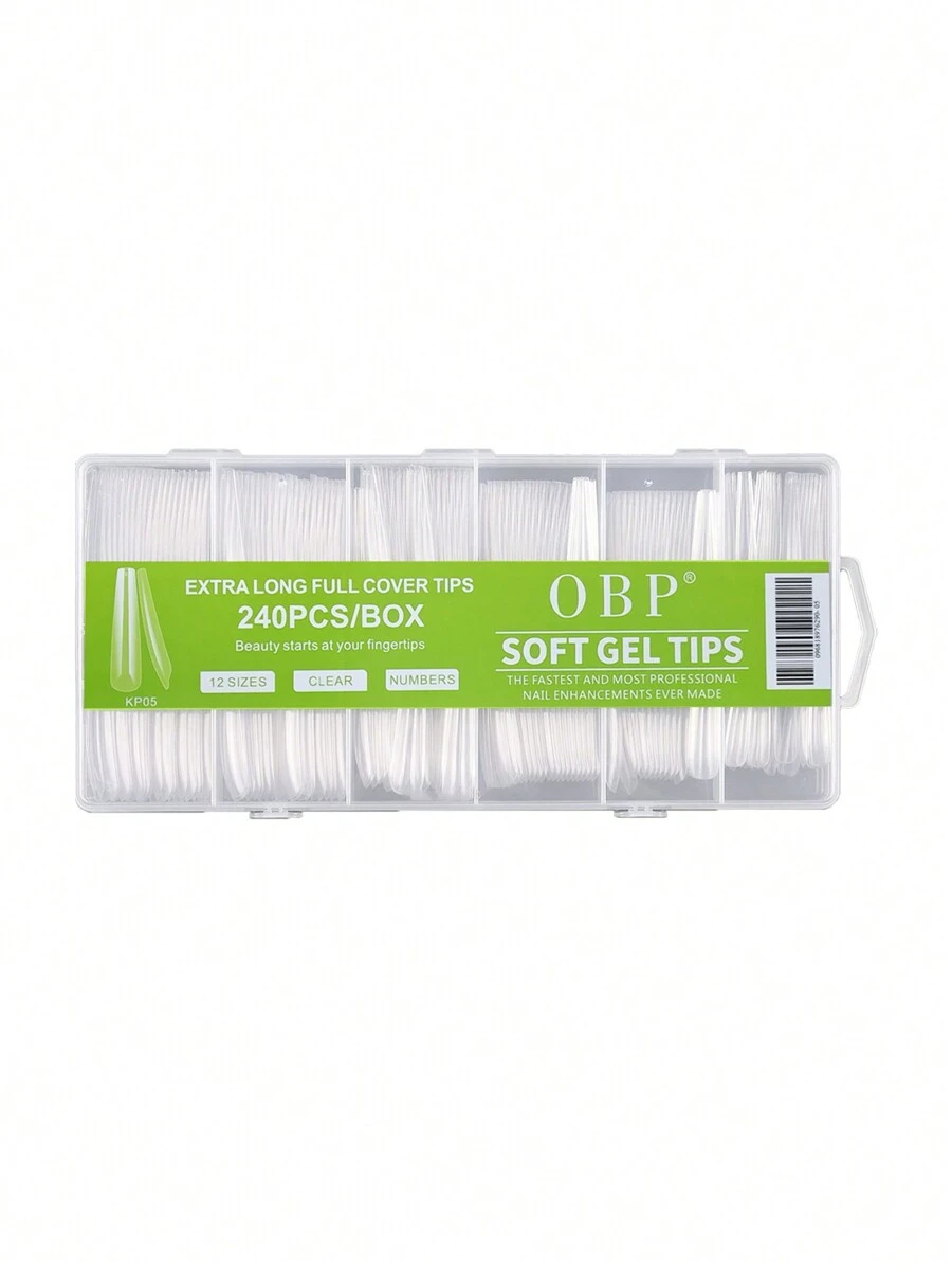 Tips Soft Gel Uñas Postizas Extra Largas 240pzs - transparente - Ver 1