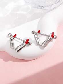 1pair Fashionable Stainless Steel Nipple Rings Finger Rings Piercing Skin Jewelry For Women - Multicolor - View 7