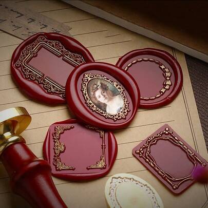 1 件空白椭圆形/不对称/不对称/圆形相框设计蜡封印章头