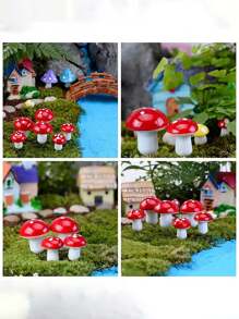 20个迷你蘑菇微模型人造仙女花园盆栽植物，树脂工艺品家居装饰DIY微型景观装饰，仙女花园装饰，户外花园装饰，微型景观装饰（红色） - 彩色 - 查看 2