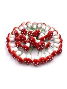 20个迷你蘑菇微模型人造仙女花园盆栽植物，树脂工艺品家居装饰DIY微型景观装饰，仙女花园装饰，户外花园装饰，微型景观装饰（红色） - 彩色 - 查看 1