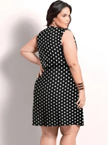 Plus Size Dresses - 黑與白 - 查看 2