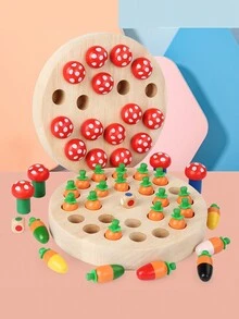 Children's Fun Board Game, Wooden Carrot Color Memory Chess Toy, Intelligence Game Toy, Parent-Child Interaction Game, Thinking Training Board Game - Apricot - View 1