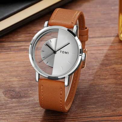  Đồng hồ thông minh TOMI thời trang tối giản dành cho thanh thiếu niên, công nghệ tiên tiến, mặt số rỗng trong suốt, dây đeo da nửa mặt, có thể cá nhân hóa.