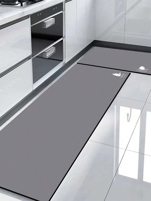 1pc Silicone Kitchen Floor Mat With Sophisticated Solid Color Design, Anti-Fatigue And Cushioned, Water Absorbent And Dry Fast, Non-Slip Rubber Backing, Suitable For Kitchen, Bathroom, Entrance, Laundry Room And Other Places ,Room Decor