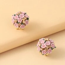 Bông tai trang trí hoa - trắng - Xem 4