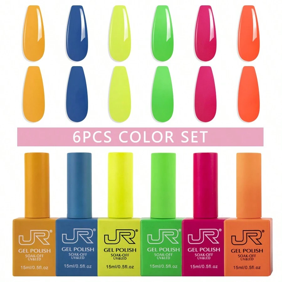 Jr 60 色持久多彩指甲油套裝 15ml/瓶,6 件/盒 - 彩色 - 查看 1