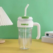 1pc 31oz Summer Large Sippy Cup Office Coffee Cup High Profile Horizontal With Handle Double Sippy Cup Handy Cup - Multicolor - View 5