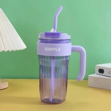 1pc 31oz Summer Large Sippy Cup Office Coffee Cup High Profile Horizontal With Handle Double Sippy Cup Handy Cup - Multicolor - View 8