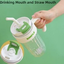 1pc 31oz Summer Large Sippy Cup Office Coffee Cup High Profile Horizontal With Handle Double Sippy Cup Handy Cup - Multicolor - View 4