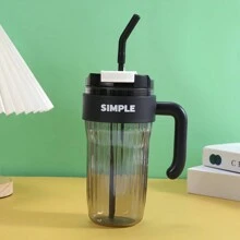 1pc 31oz Summer Large Sippy Cup Office Coffee Cup High Profile Horizontal With Handle Double Sippy Cup Handy Cup - Multicolor - View 7