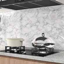 1卷大理石仿紋紙花崗岩灰/白色防水自粘可拆卸光澤乙烯基膜裝飾性接觸紙，適用於櫥台傢俱翻新壁紙櫥架襯墊石材效果 - 黑色 - 查看 3