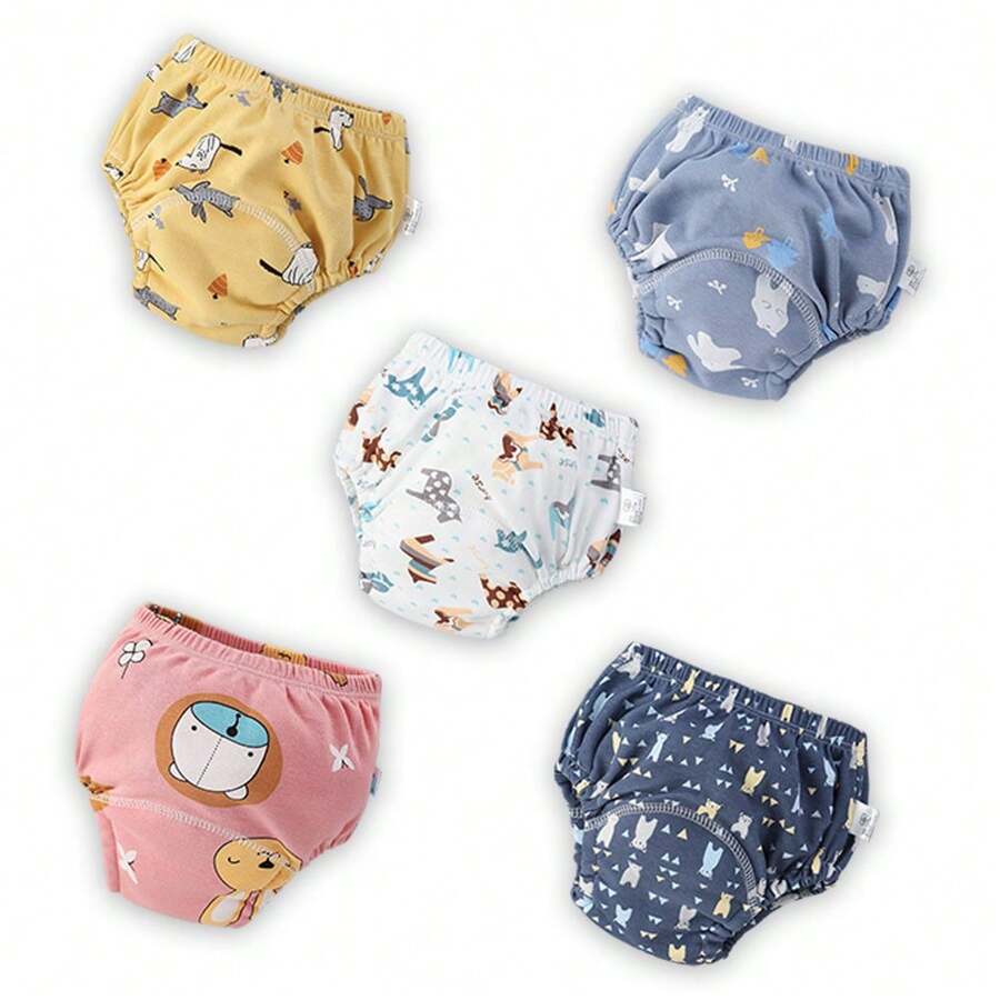 如厕训练裤透气纱布四季婴儿布尿布儿童尿布裤可洗尿布裤卡通1-3岁 - 黃色 - 查看 1