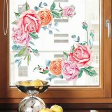 1張防水自黏花和蝴蝶裝飾廁所貼紙,為您的浴室增添浪漫氛圍 - 彩色 - 查看 9