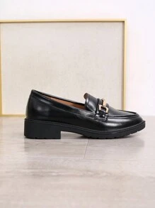 Nuevos Mocasines De Estilo Británico Para Mujeres Con Hebilla De Metal, Punta Redonda, Tacón Plano/grueso, Zapatos Versátiles Para Trabajar
