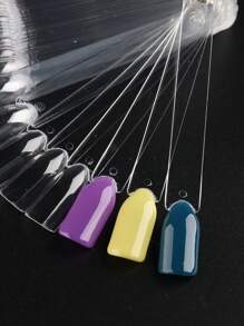 50Pcs False Nail Tips Oval Fan Round Shaped Nail Arts Display Acrylic Practice Palette Card Design Manicure Showing Tools Nail Art Tips Display Polish Board Display - Clear - View 3