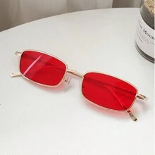 1 Cặp Kính Vuông Thời Trang Cho Nam Và Nữ, Kính Thời Trang Cho Du Lịch, Tiệc Tùng, Thích Hợp Để Đeo Hàng Ngày Và Mục Đích Trang Trí - Mảnh màu đen và xám khung vàng - Xem 2