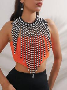 3pcs/Set Multilayer Beaded Design Woman Necklace With , Retro, Vacation Style