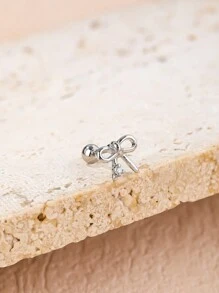 1 件时尚可爱的蝴蝶结耳环，采用钛钢和水钻，适合女性日常佩戴情人节、妈妈、母亲、母亲节、礼物 - 蝴蝶結 - 查看 2