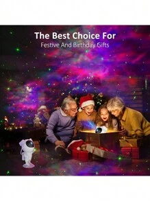 1入組太空人主題led星空投影燈與遙控器,適用於投影、星空夜燈、房間裝飾、遊戲房和家庭影院