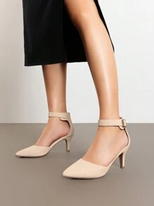 Women's Low Heel Ankle Strap Elegant Dress Pump Shoes - 杏色 - 查看 3