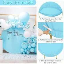Round Wedding Arch Cover For Circle Arch Stand, Thick Polyester Fabric Adjustable Circle Arch Backdrop Cover For Wedding Birthday Party Shower Photography Decoration Valentine's Day (Not Inclue Circle Stand) - 藍色 - 查看 8