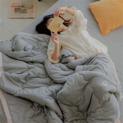 1 件纯色被子，柔软简约平纹细布被子，亲肤被子填充物