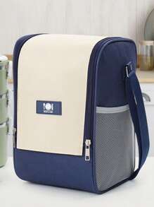 1pc Waterproof Lunch Bag Insulated Cooler Bag With Ice Pack, For Men & Women, Thick Reusable Tote For Office - Blue - View 6