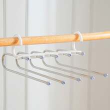 1pc Foldable Pants Hanger Multifunctional Multi-Layer Clothes Hanger For Pants, Non-Slip Closet Storage Organizer - White - View 1